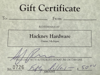 Gift Certificate Hackney Hardware